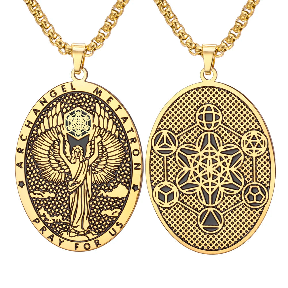 Erzengel-Metatron Halskette beidseitig – Metatrons Würfel aus Edelstahl