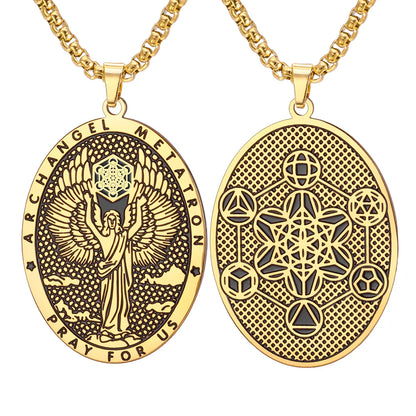Erzengel-Metatron Halskette beidseitig – Metatrons Würfel aus Edelstahl