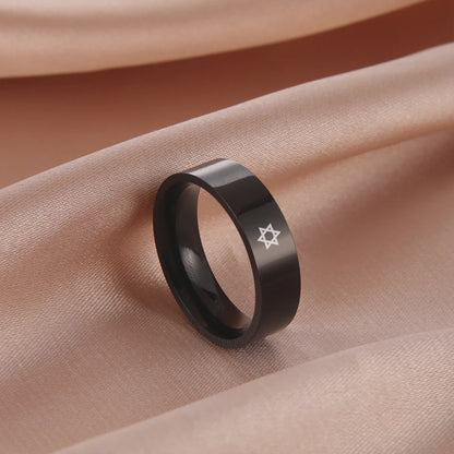 Bague étoile de David à six branches en acier inoxydable – bijou religieux unisexe