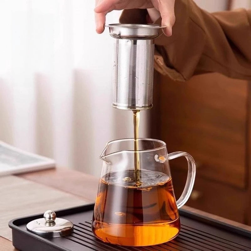 Théière en Verre Borosilicate avec Infuseur – 450 à 1300 ml – Résistante à la Chaleur