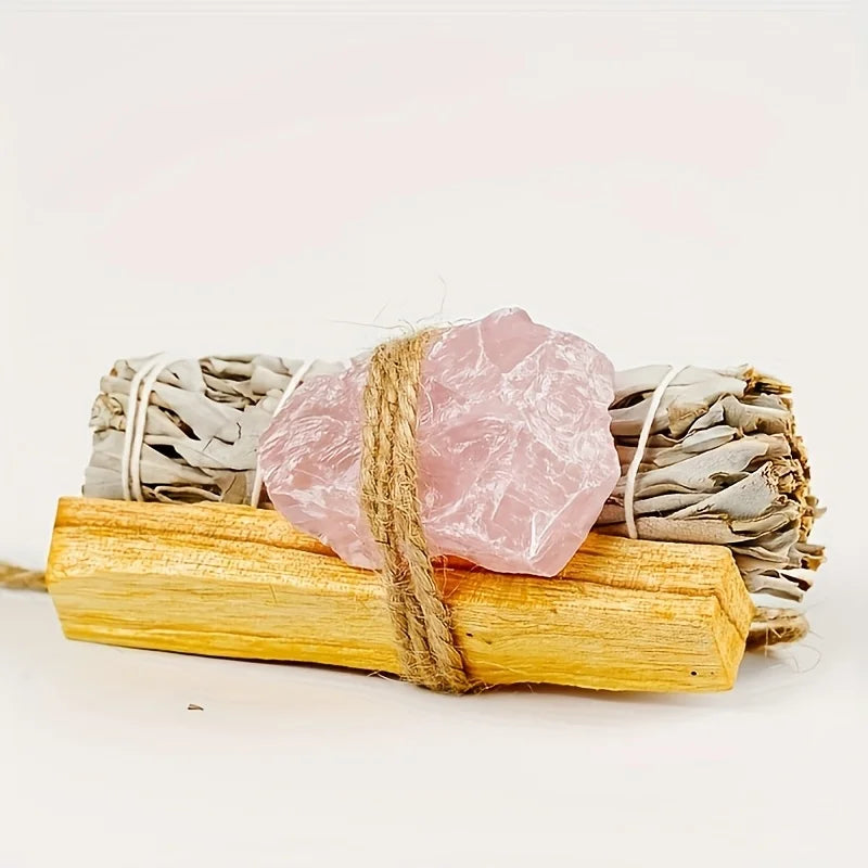Kit de purification maison – pierre, sauge blanche et palo santo péruvien, cadeau spirituel
