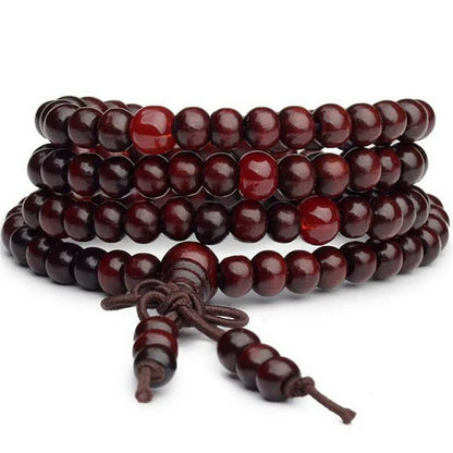 Bracelet santal naturel 108 perles – méditation et prière bouddhiste