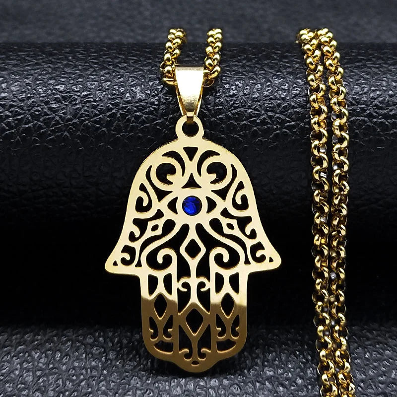 Collar mano de Fatma en acero inoxidable – colgante islámico unisex