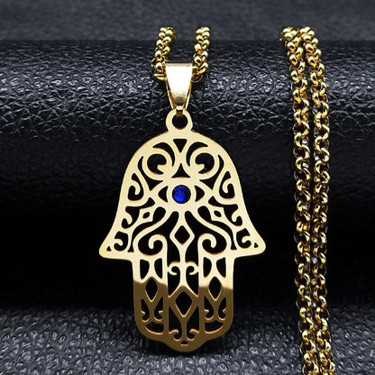 Collar mano de Fatma en acero inoxidable – colgante islámico unisex