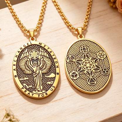 Erzengel-Metatron Halskette beidseitig – Metatrons Würfel aus Edelstahl