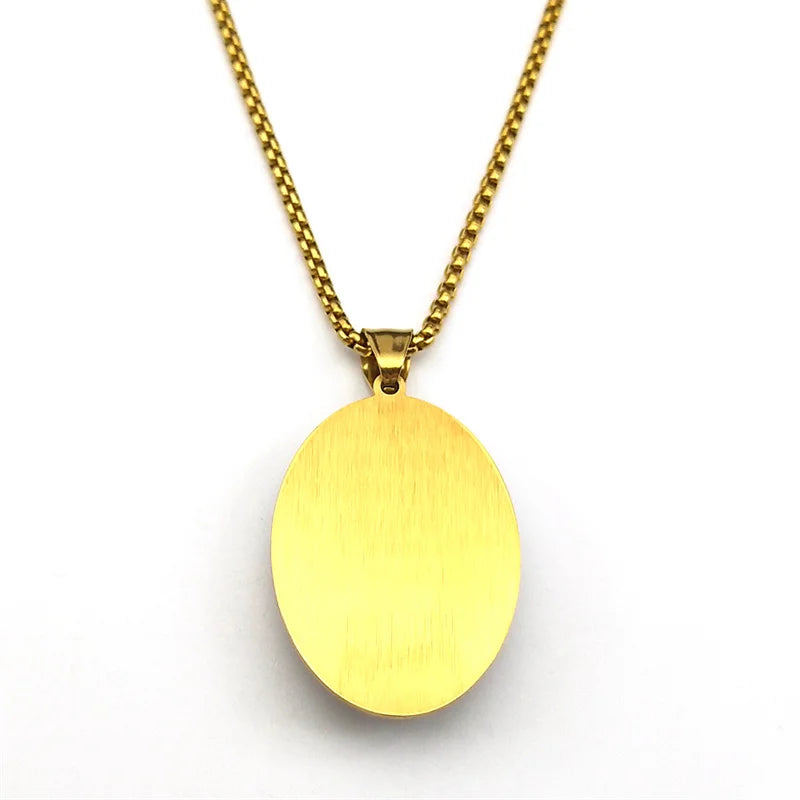 Collier médaille Padre Pio en acier inoxydable doré – amulette catholique unisexe