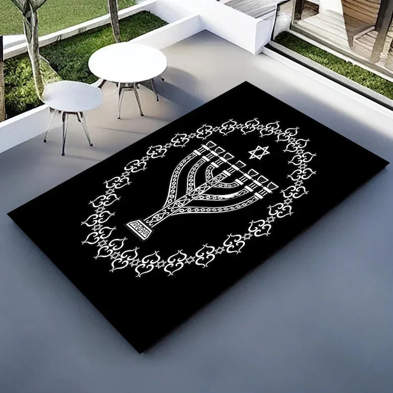 Tapis de Prière Hébreu Antidérapant – Intérieur & Cadeau Spirituel