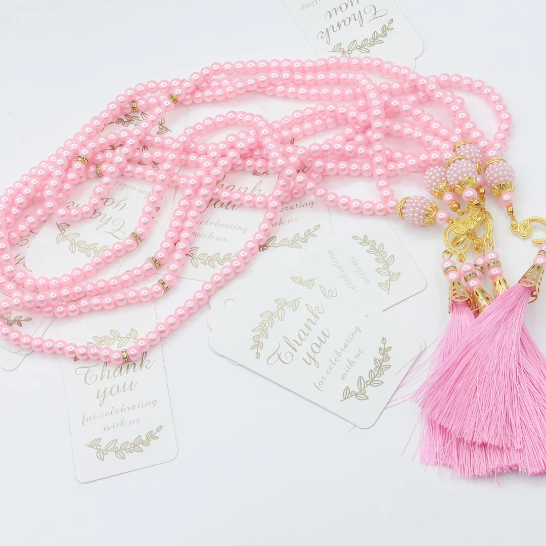 Lot de 12 Tasbih Musulmans 99 Perles avec Pompon – Chapelets de Prière Ramadan & Eid