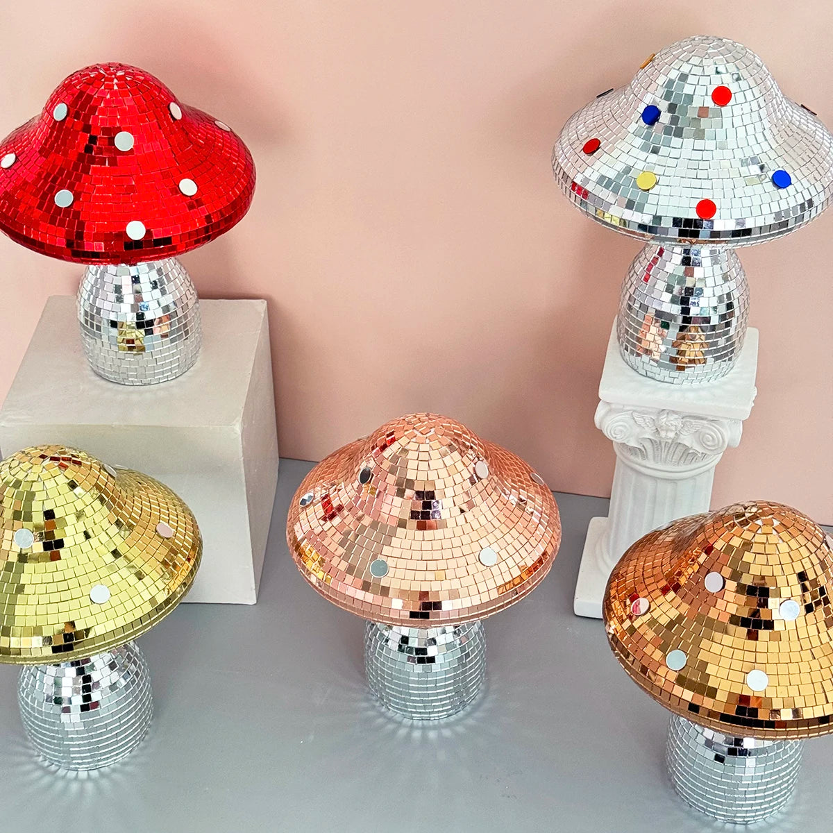 Champignon Disco Rétro – Boule à Facettes Décorative pour Salon, Bureau & Fêtes