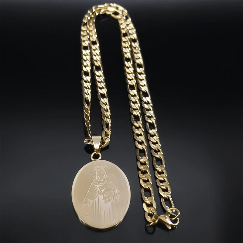 Halskette Jungfrau Maria aus vergoldetem Edelstahl – Unisex-Katholikschmuck