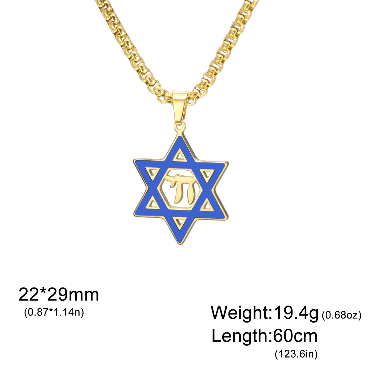 Collier Étoile de David & Chai en Acier Inoxydable – Bijou Judaïque Unisexe