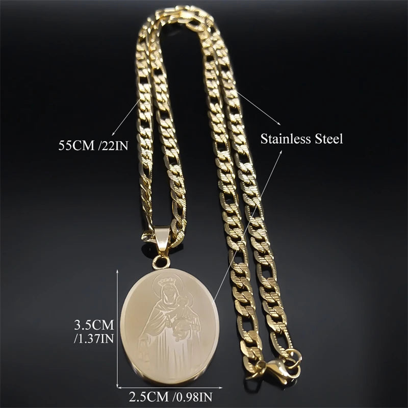 Halskette Jungfrau Maria aus vergoldetem Edelstahl – Unisex-Katholikschmuck