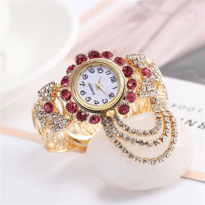 Coffret Montre Femme Strass 5 Pièces – Montre Quartz & Bijoux