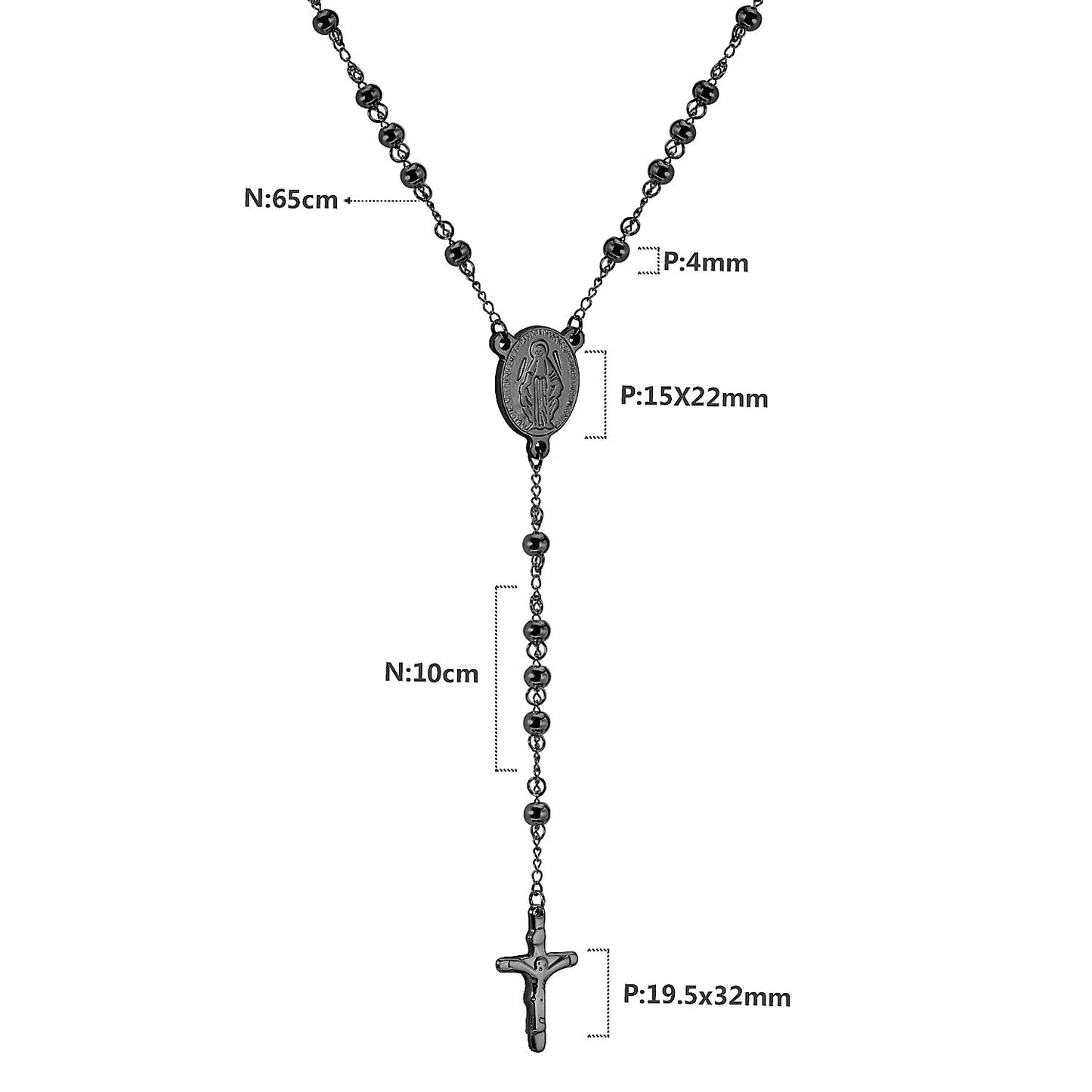 Collier Rosaire Catholique Doré en Acier Inoxydable – Pendentif Croix de Prière
