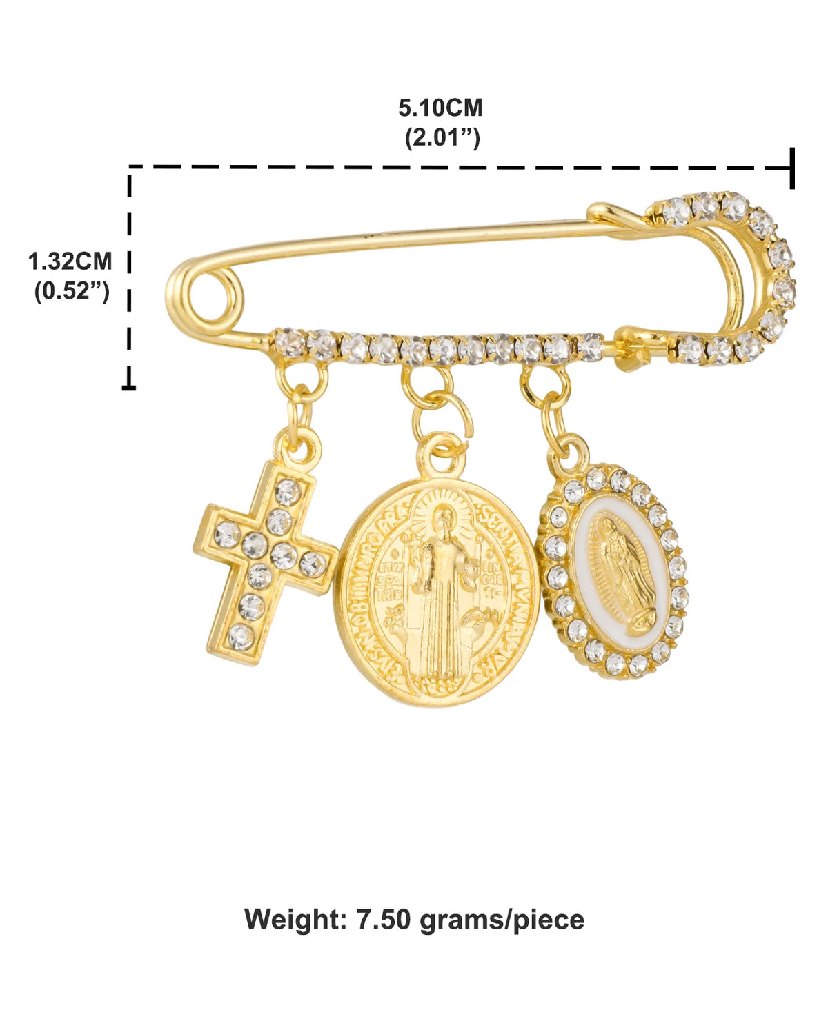Spilla Religiosa San Benedetto e Vergine di Guadalupe – Croce Unisex