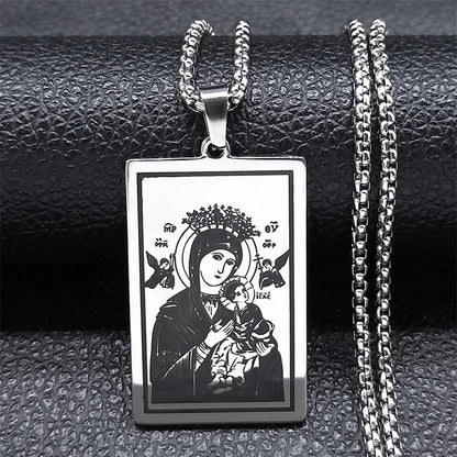 Collier médaille Vierge Marie de Schoenstatt en acier inoxydable – bijou religieux