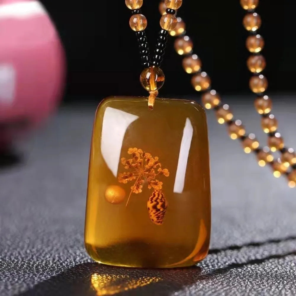 Collier Bohème Femme en Perles Ambre Résine – Style Ethnique Élégant, Chaîne Pull Tendance