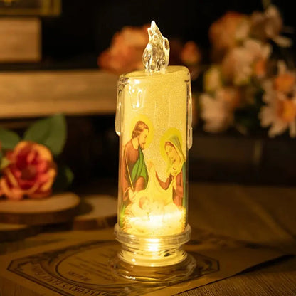 Bougie LED Religieuse Jésus & Vierge / Flamme Électronique Sans Feu
