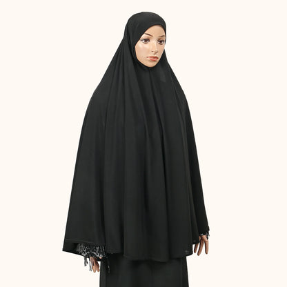 Abaya de prière musulmane pour femme avec hijab long couvrant – Coton doux, couleur unie, spécial Ramadan