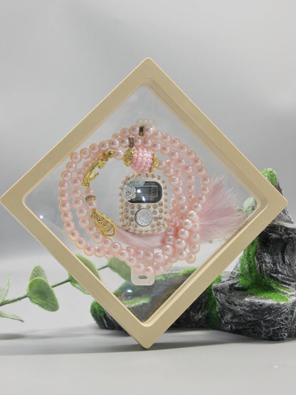 Set tasbih cristal 99 perlas + contador islámico – Cofre de regalo transparente
