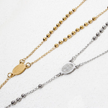 Collier Rosaire Chrétien Croix en Acier Inoxydable
