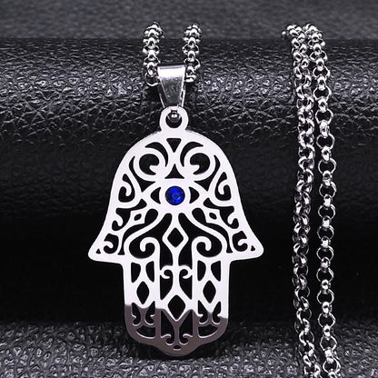 Collar mano de Fatma en acero inoxidable – colgante islámico unisex