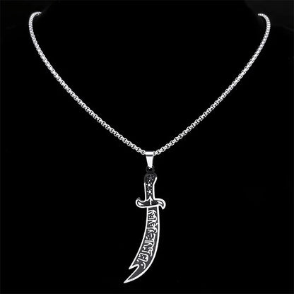 Bijoux islamiques sabre Zulfiqar en acier inoxydable – Collier, bracelet et boucles d’oreilles