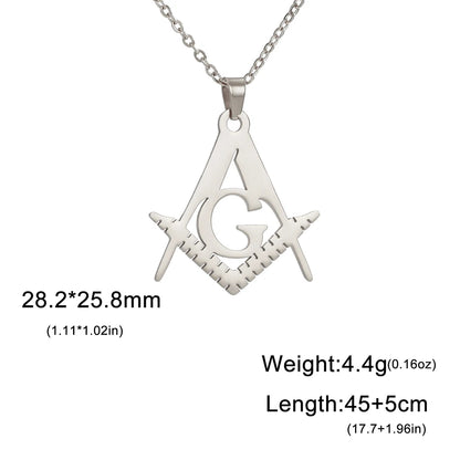 Collier Maçonnique Homme en Acier Inoxydable – Pendentif Franc-Maçon Équerre & Compas, Style Gothique Punk