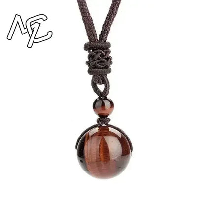 Pendentif Collier 14 mm en Pierre Naturelle Obsidienne Œil de Tigre – Amulette Porte-Bonheur Sculptée