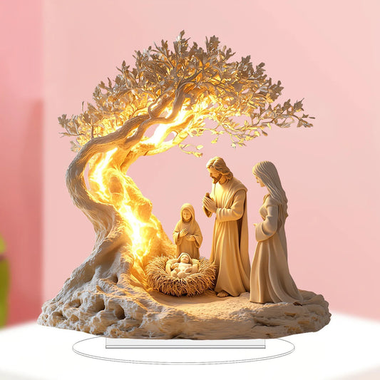 Statue “Jésus & Arbre de Vie”  – Décoration de Bureau & Maison | Cadeau Spirituel & Symbolique