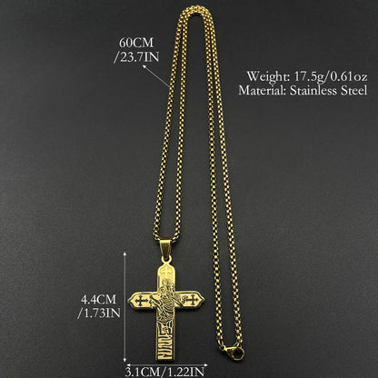 Collier icône Vierge Marie et Enfant Jésus avec croix – bijou catholique unisexe