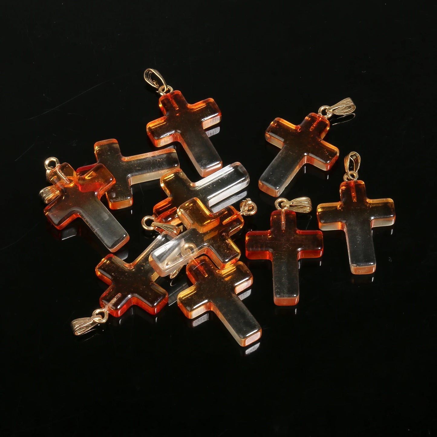 10 Pendentifs Croix en Verre Lampwork – DIY Bijoux