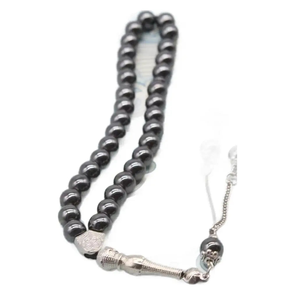 Bracelet Musulman Turc 33 Perles en Obsidienne Noire – Bijou de Prière Unisexe