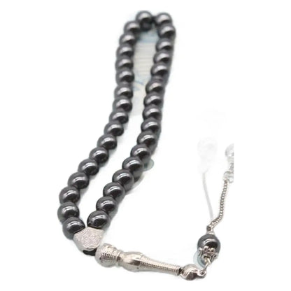 Bracelet Musulman Turc 33 Perles en Obsidienne Noire – Bijou de Prière Unisexe