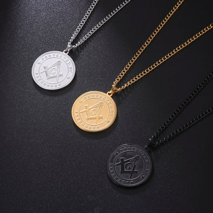 Collier Maçonnique Homme en Acier Inoxydable – Pendentif Franc-Maçon Équerre & Compas, Style Gothique Punk