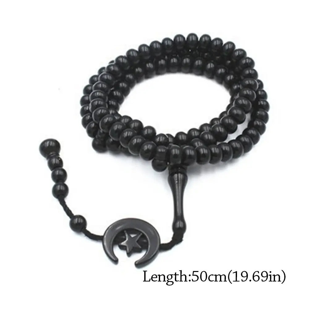 Chapelet musulman Ramadan 99 perles avec lune et étoile – tasbih islamique pour prière et dhikr