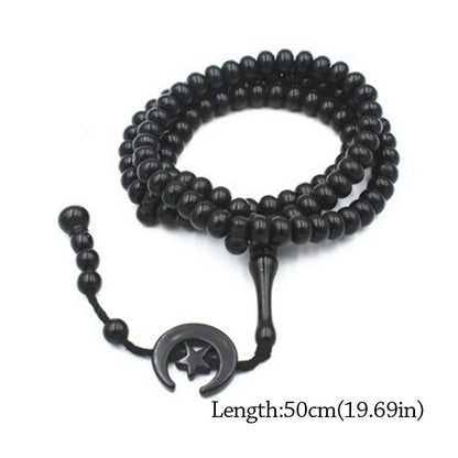 Chapelet musulman Ramadan 99 perles avec lune et étoile – tasbih islamique pour prière et dhikr