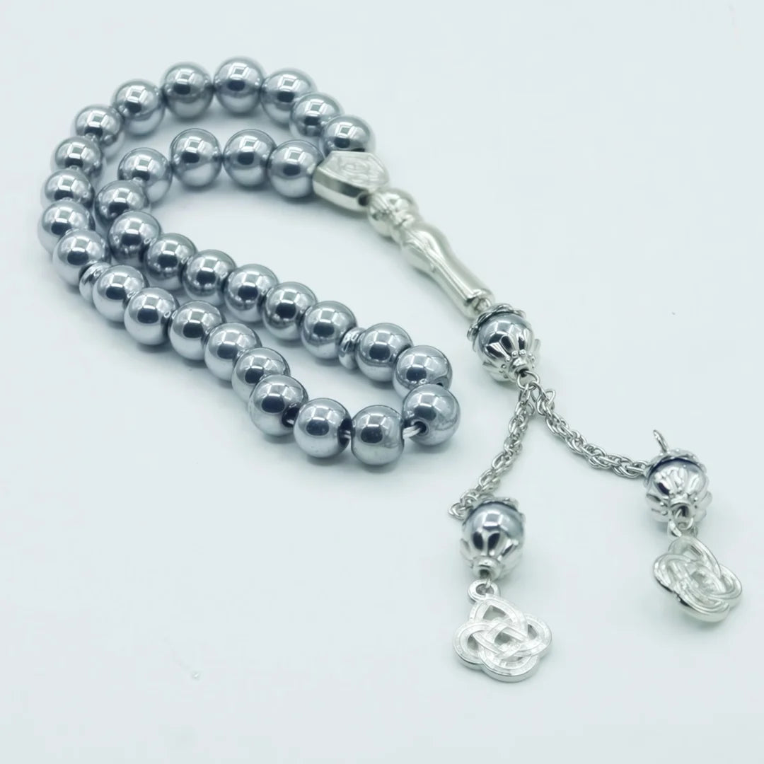 asbih Islamique 33 Perles 8mm en Pierre Naturelle – Chapelet Musulman Dhikr, Subha & Cadeau Ramadan Hajj Umrah
