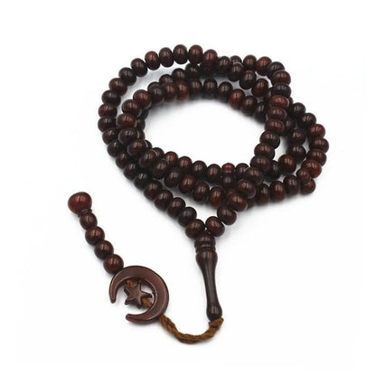 Chapelet musulman Ramadan 99 perles avec lune et étoile – tasbih islamique pour prière et dhikr