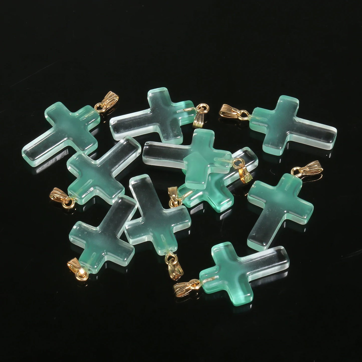 10 Pendentifs Croix en Verre Lampwork – DIY Bijoux