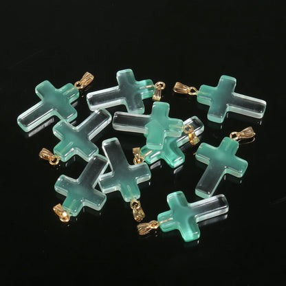 10 Pendentifs Croix en Verre Lampwork – DIY Bijoux