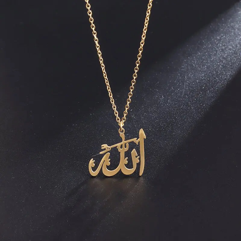 Collier médaille Allah en acier inoxydable – Bijou islamique unisexe