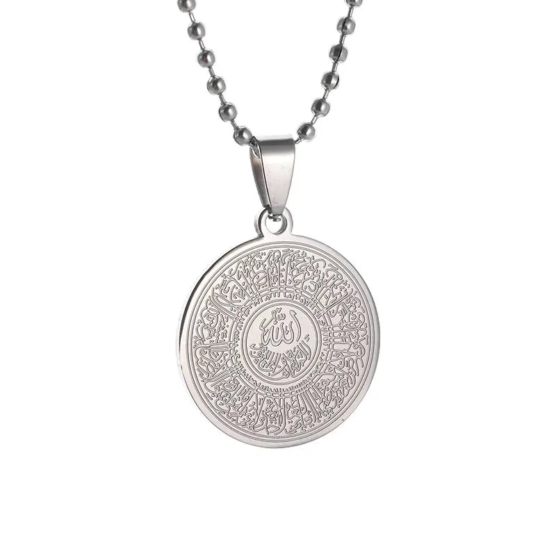 Collier médaille Allah en acier inoxydable – Bijou islamique unisexe