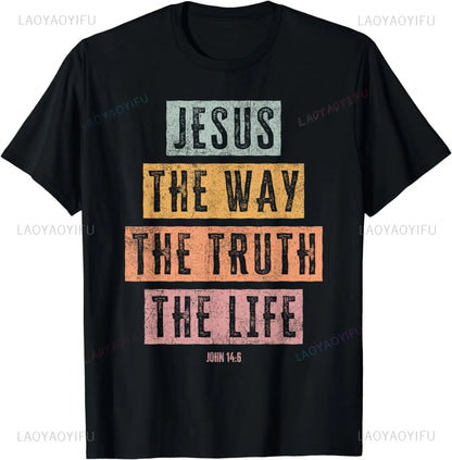 T-shirt chrétien Jésus, le chemin, la vérité, la vie – modèle unisexe vintage