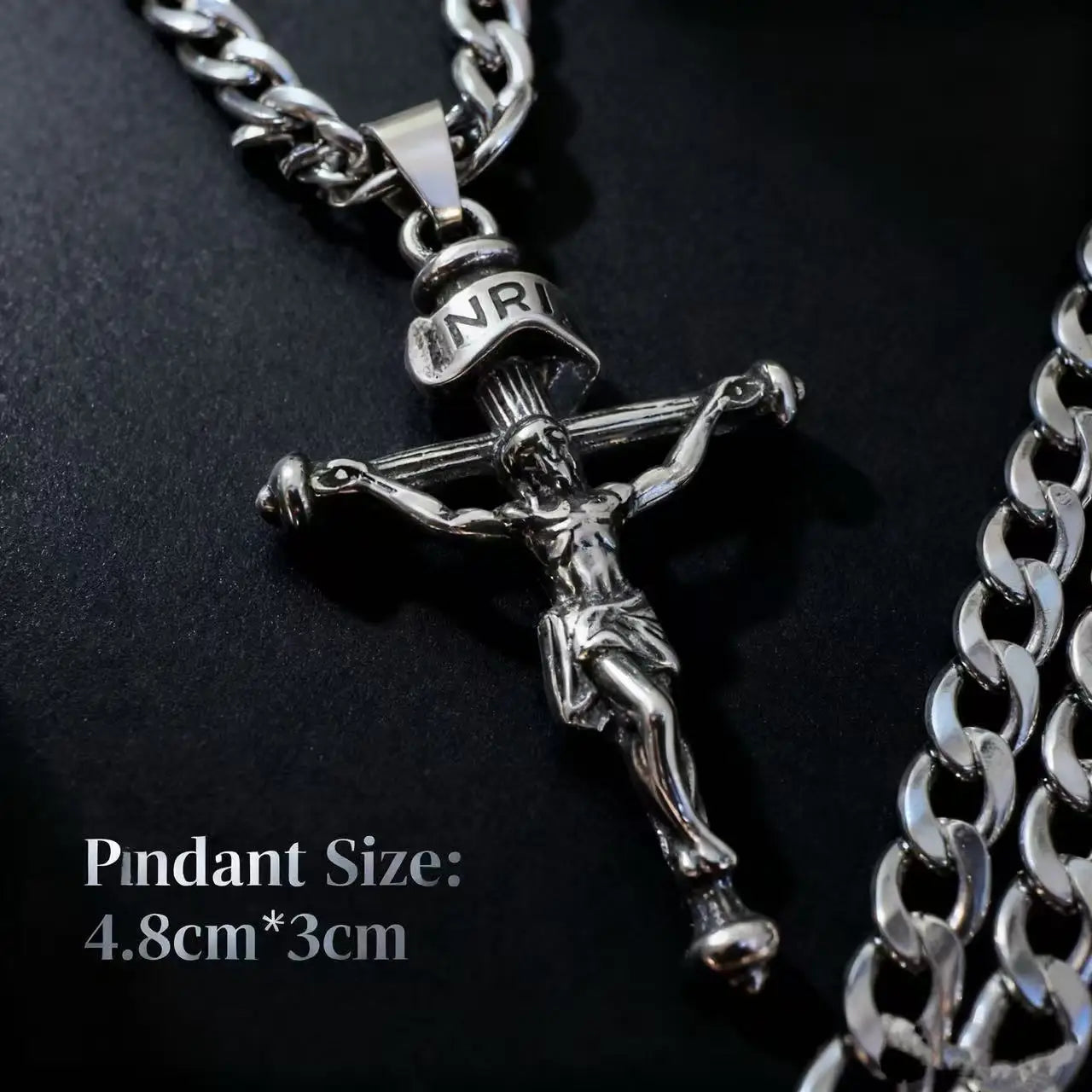 Collier Jésus croix en acier inoxydable 316L – bijou religieux pour homme