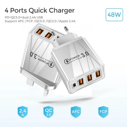 Chargeur Rapide 48W USB-C PD & QC 3.0 – Adaptateur Secteur Universel (Prise EU)