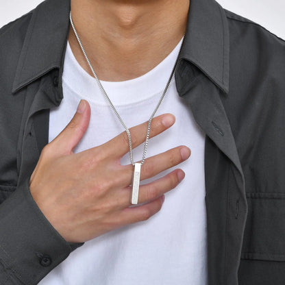Collier Allah vertical 3D en acier inoxydable – Pendentif islamique élégant 60 cm