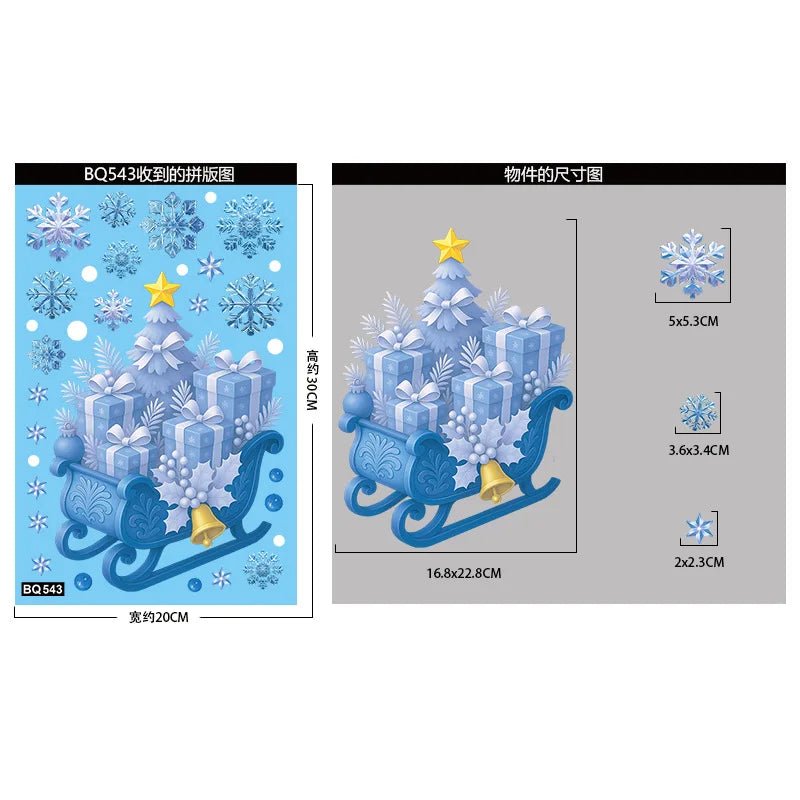 Stickers de Fenêtre Noël – Père Noël, Bonhomme de Neige & Flocons | Décoration Électrostatique Réutilisable