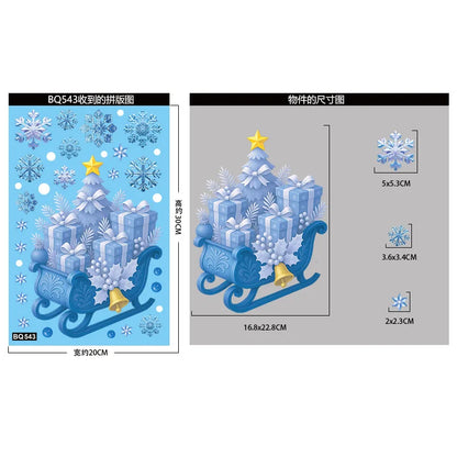 Stickers de Fenêtre Noël – Père Noël, Bonhomme de Neige & Flocons | Décoration Électrostatique Réutilisable