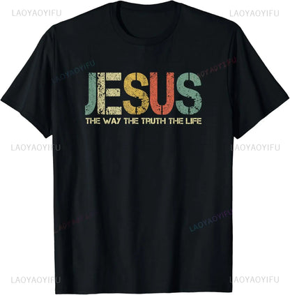 T-shirt chrétien Jésus, le chemin, la vérité, la vie – modèle unisexe vintage